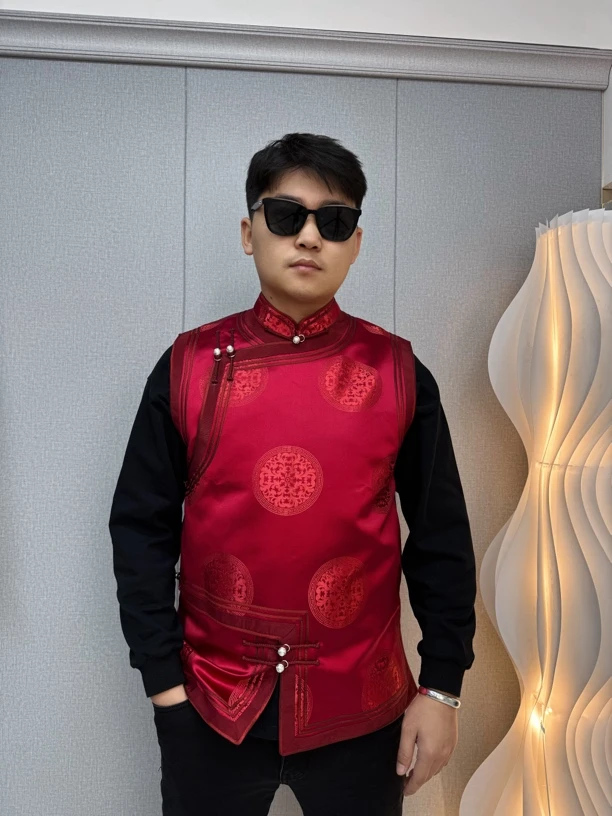 「蒙克」民族风亮面男士马甲