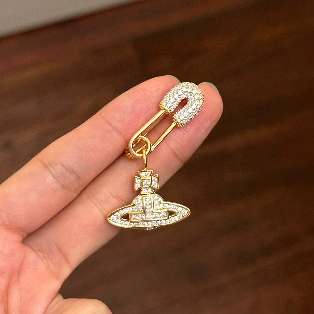 铜合金合成锆石胸针 Y0023 韦雪同款土星别针胸针