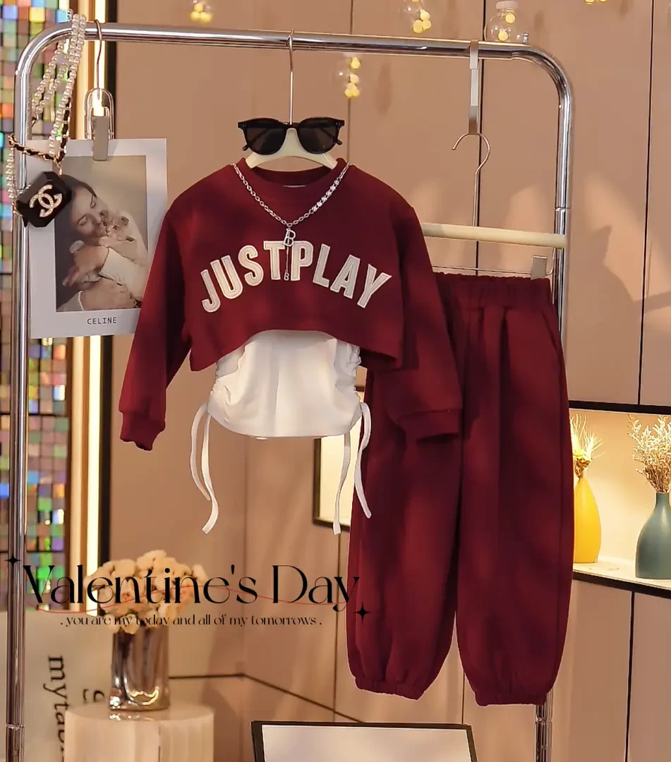 女童2024秋装新款春秋洋气韩版休闲运动套装红色时尚炸街酷帅童装