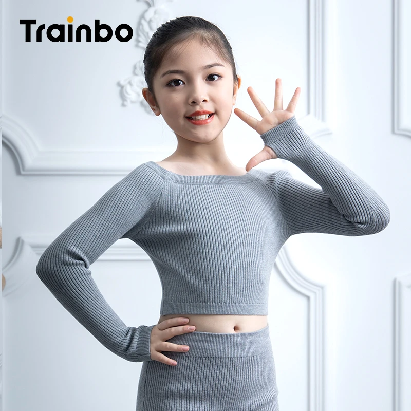 儿童舞蹈毛衣一字领平肩长袖秋冬毛衫芭蕾中国舞女童练功保暖外套