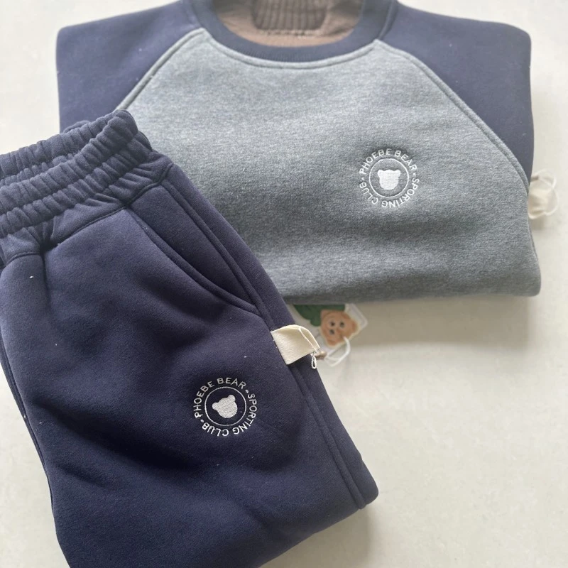 （冬日小暖炉）儿童加厚绒卫衣卫裤 中大童加厚冬季套装（略有浮毛）