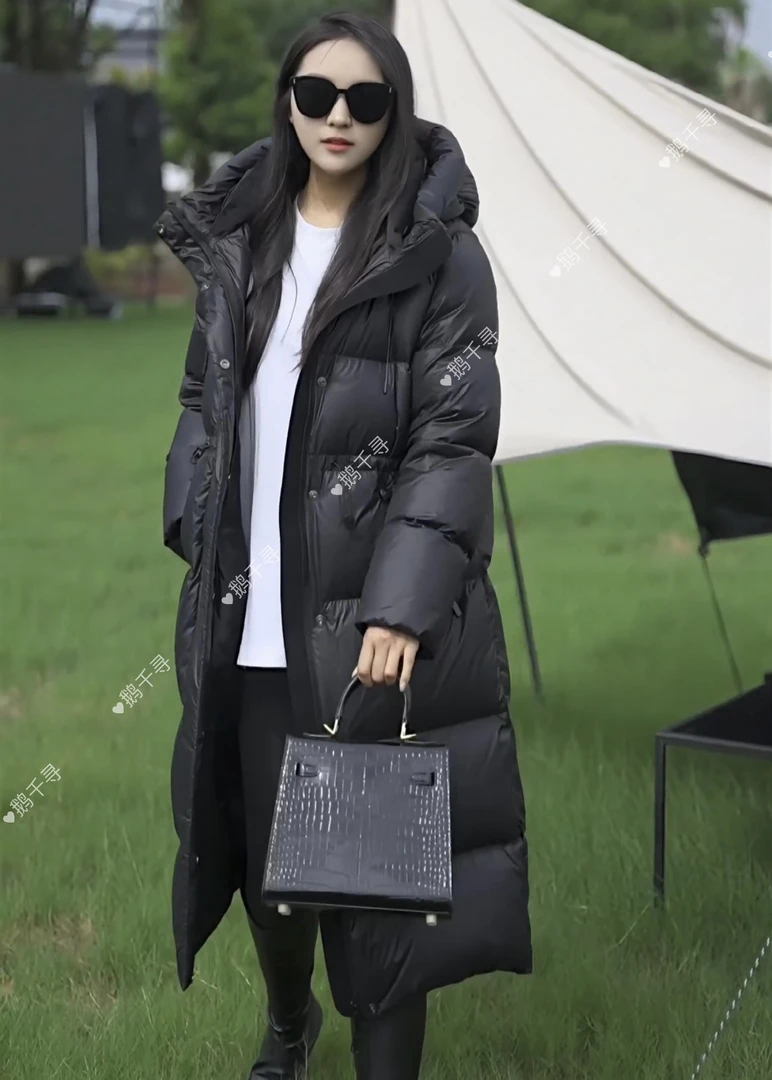 【Y冬日暖阳】鹅千寻反季超厚抗寒冬90白鹅绒抽绳收腰长款鹅绒服