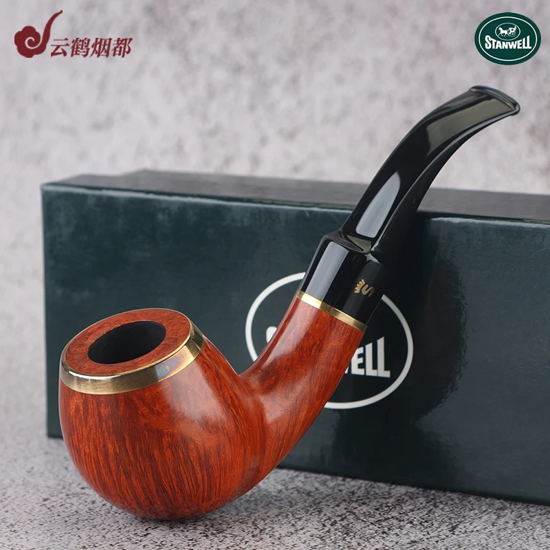 云鹤丹麦Stanwell史丹威石楠木烟斗棕色双金属圈弯斗232/9mm