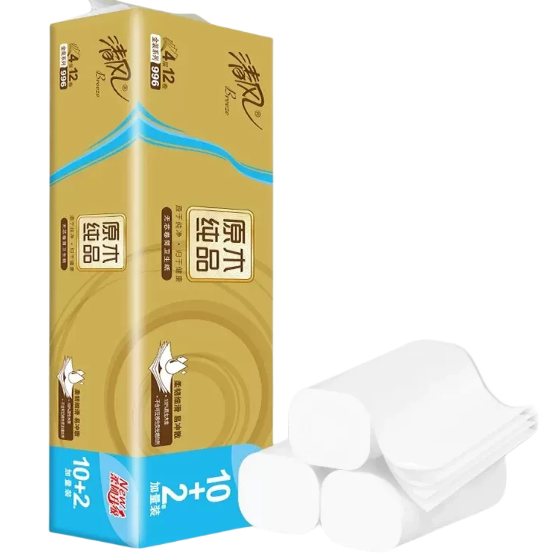 清风实芯卷纸纸巾【996克】12卷/提厕所卷纸