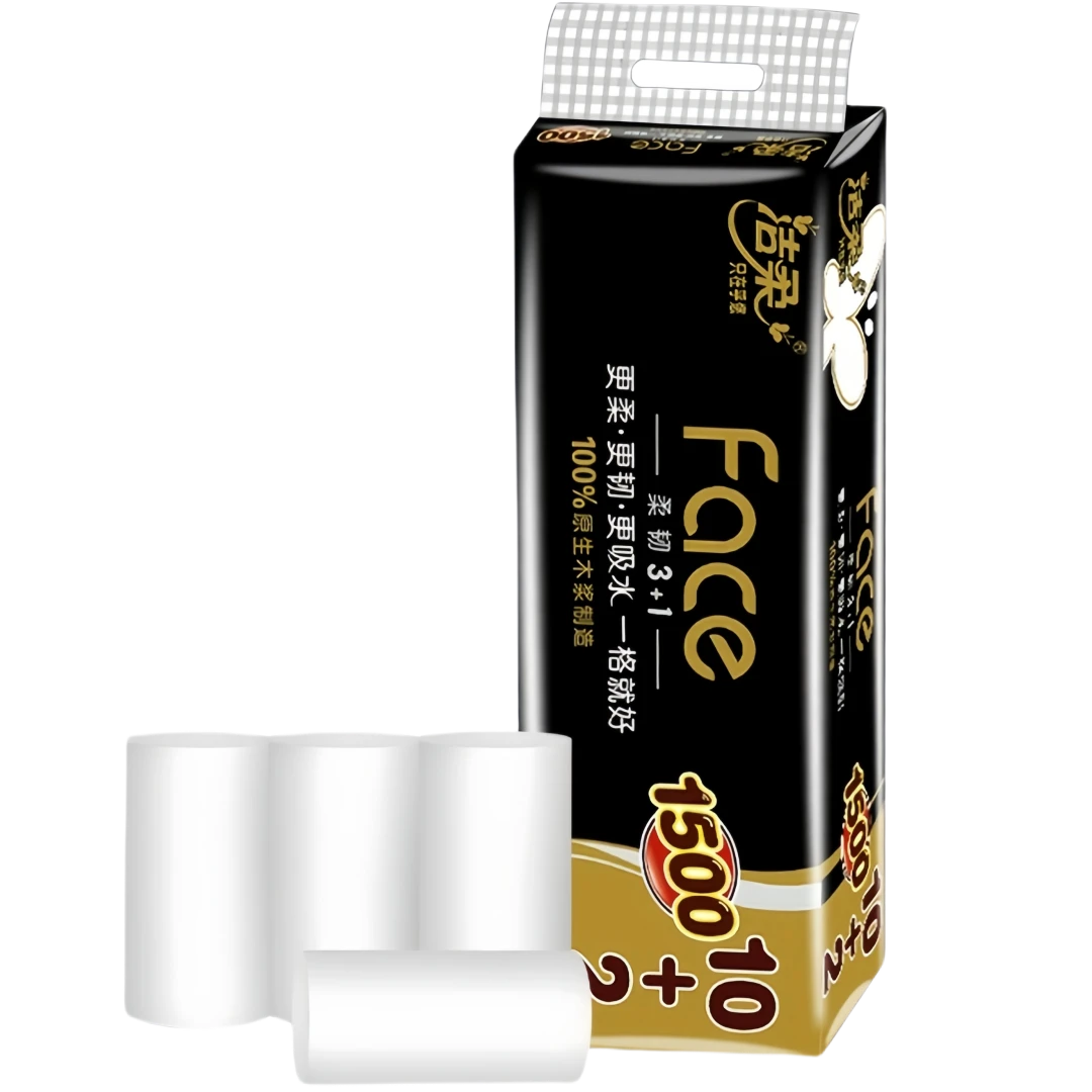 洁柔Face实芯卷纸纸巾【1500克】12卷/提厕所卷纸