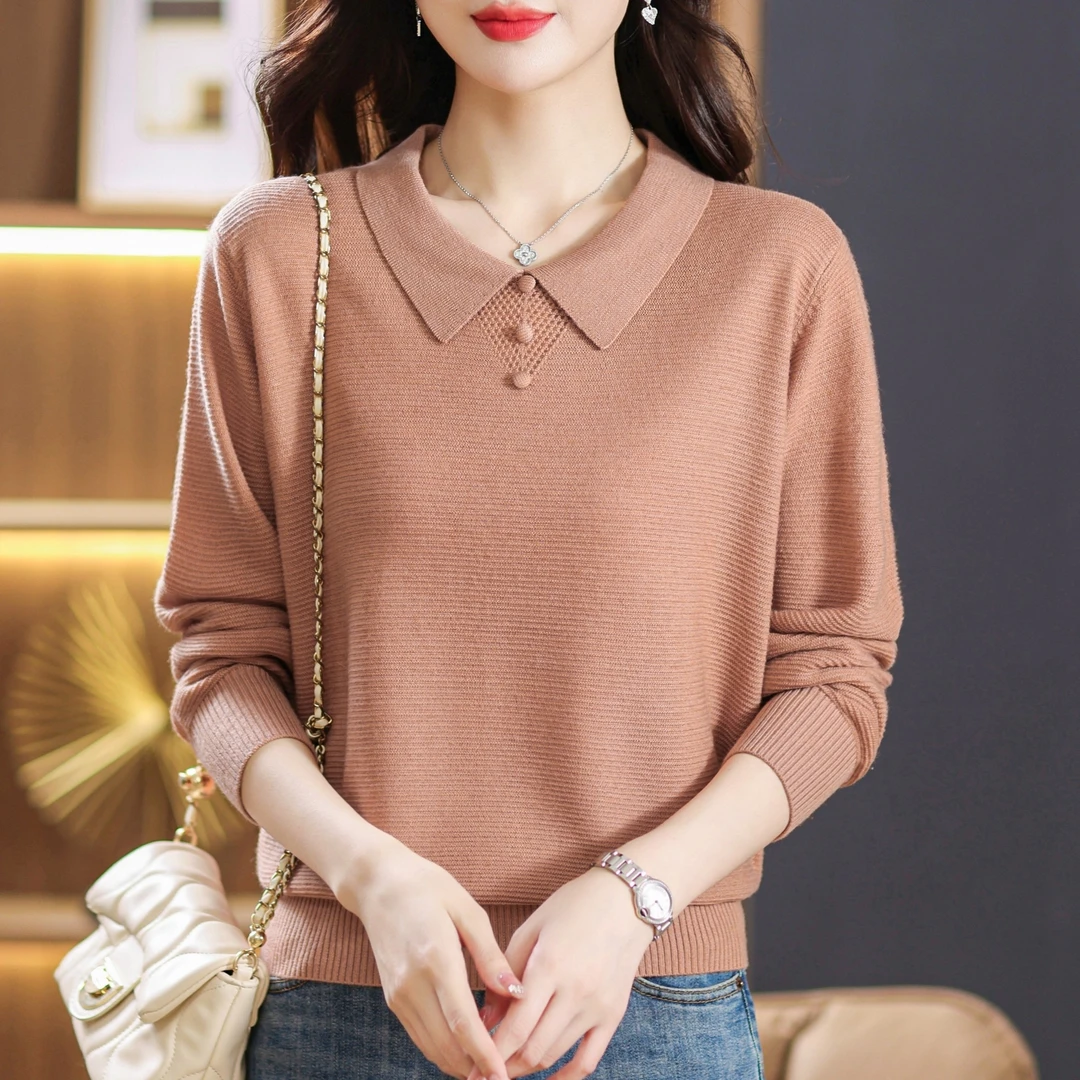 【羊毛衫】春季新款正品时尚百搭宽松显瘦套头长袖洋气打底羊毛衫