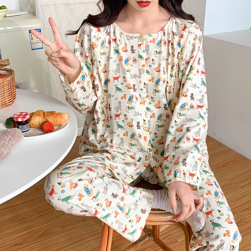 新款秋冬季产妇纯棉月子服孕期产后哺乳孕期睡衣家居服套装