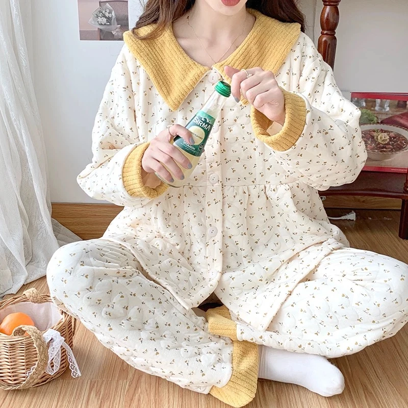 空气棉月子服秋冬季产后孕妇睡衣产后怀孕期哺乳喂奶家居服怀孕期