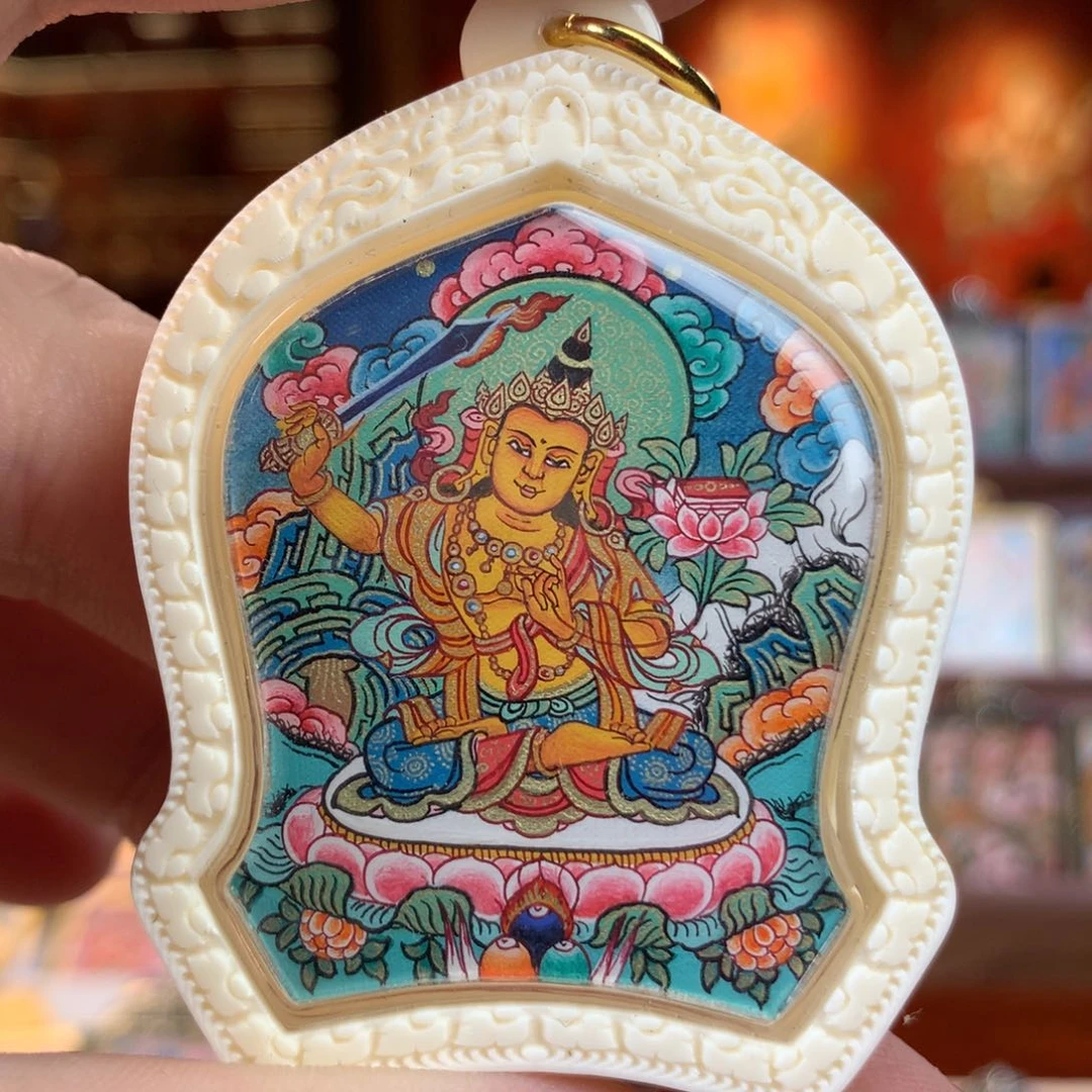 吊坠热贡纯手绘唐卡文殊作品