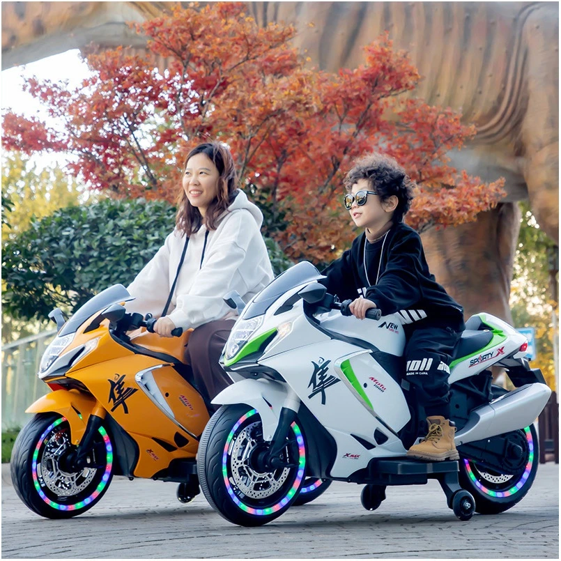 特大号儿童电动摩托车宝宝男女小孩玩具车电瓶车可坐人3-15岁童车