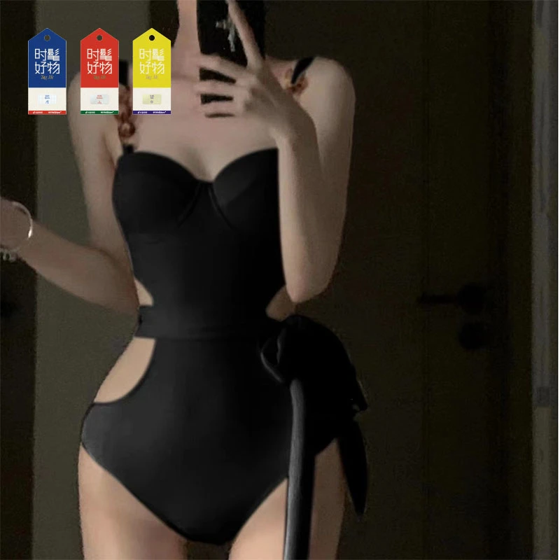 简约连体三角钢托聚拢显瘦遮肚温泉度假泳衣2443【交个朋友专属】