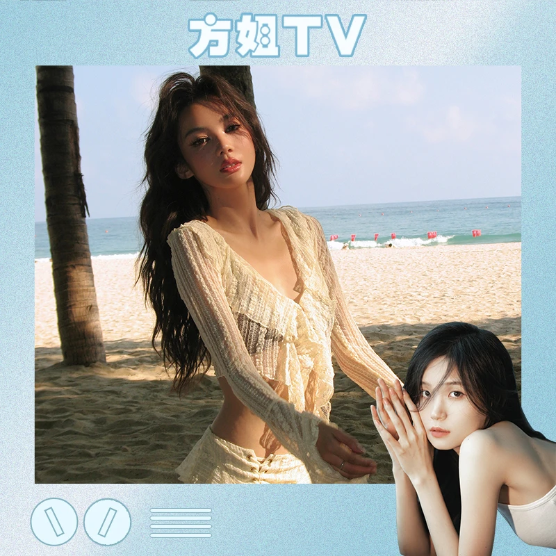 【方姐TV】治愈系 比基尼分体泳衣女四件套性感小胸海边度假泳装2