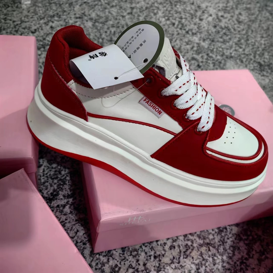 23002踩屎感真皮小白鞋女鞋春秋百搭休闲厚底鞋XX-55