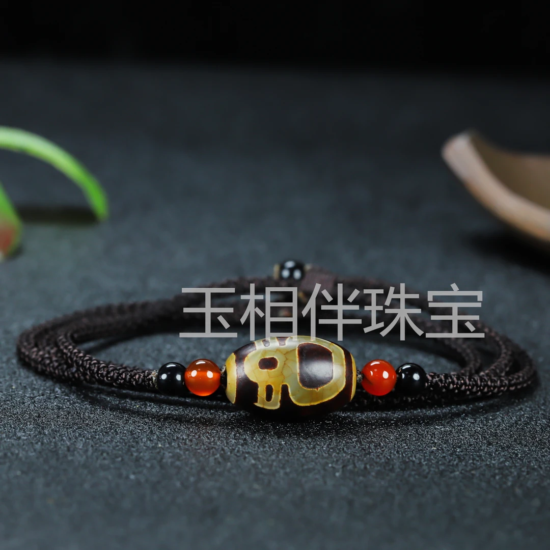 复古包浆天然玛瑙财神吊坠简约大气气质清新颈饰饰品生日礼物挂件