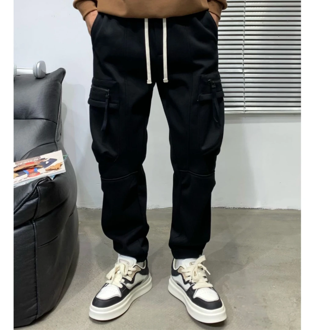 【加绒工装束脚裤】冬季情侣结构感加厚潮流宽松休闲男裤子G695