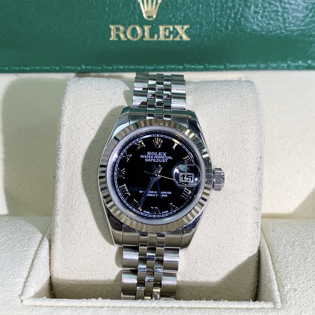 95新 Rolex/劳力士 日志/179174/26盘/酷帅黑/罗马/单表