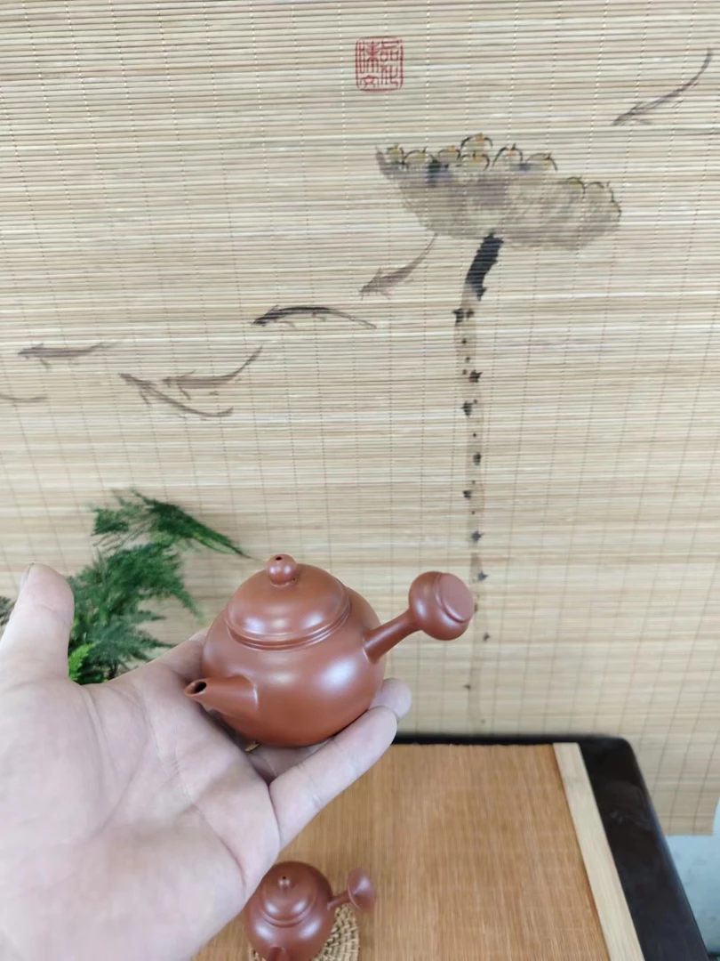 潮州水平壶朱泥芙蓉侧把茶壶家用泡茶壶