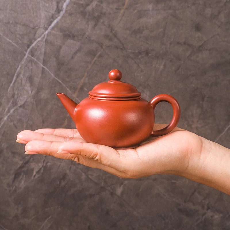 茶壶紫砂壶纯全手工大红袍水平壶家用茶具120cc潮州手拉壶泡茶壶