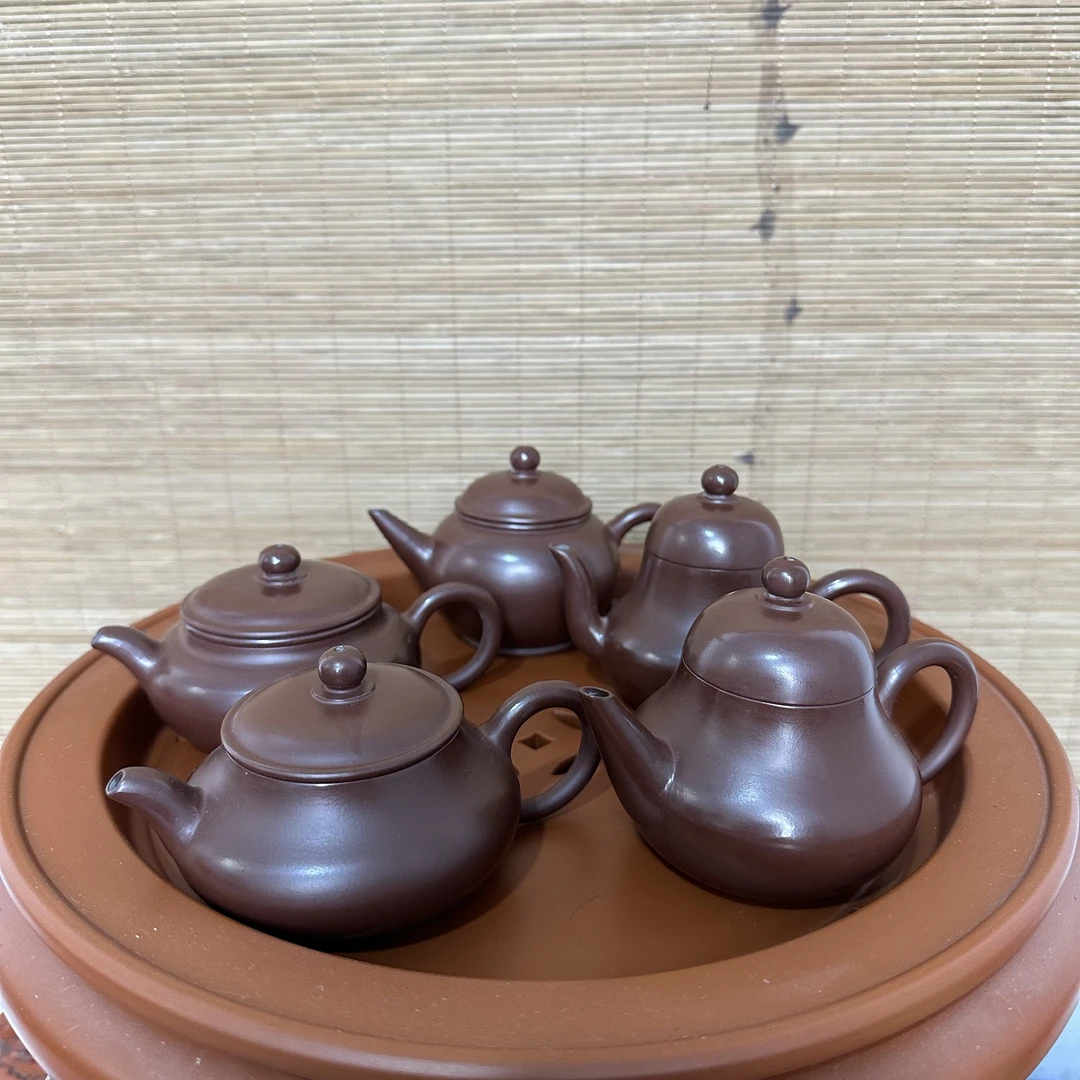 潮州手拉紫砂茶壶茶具泡茶梨壶紫泥水平壶明炉全手工仿古壶思婷壶