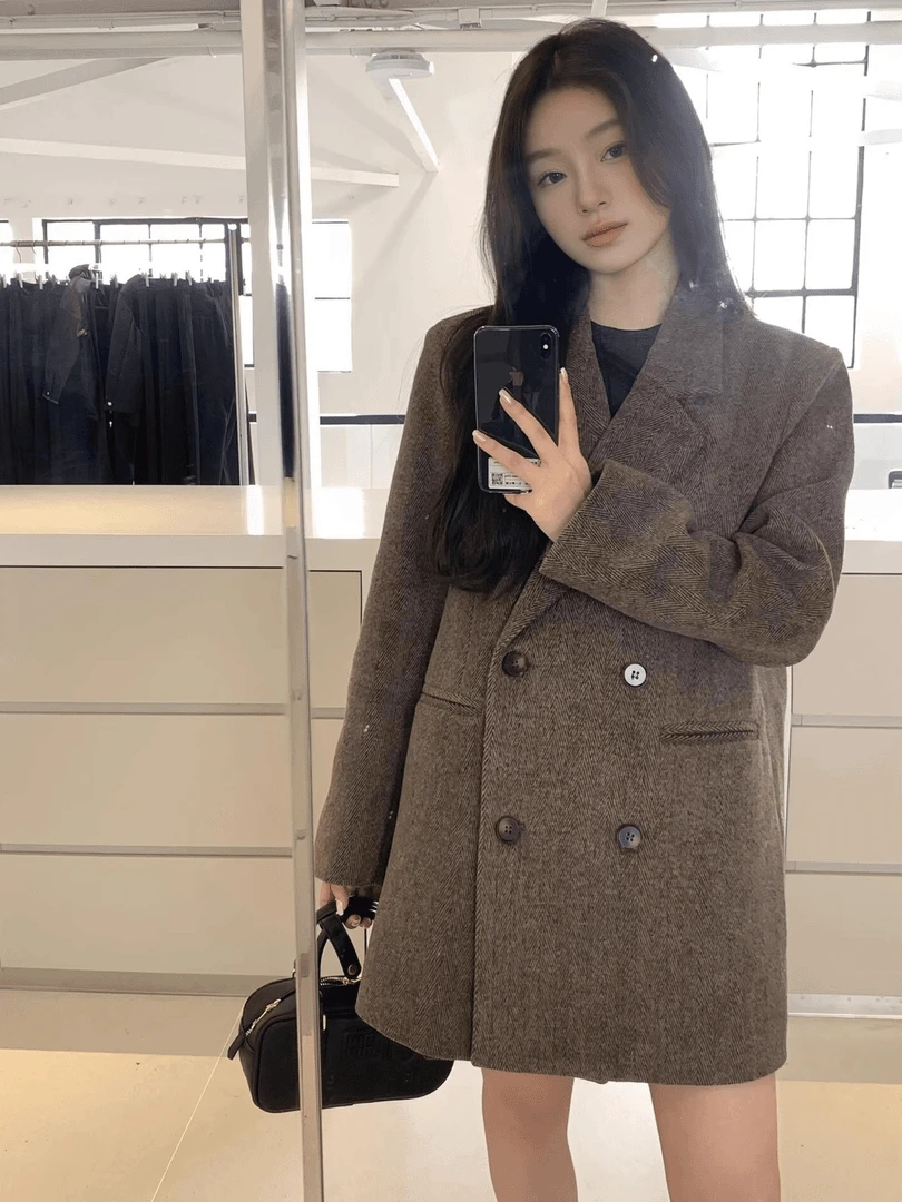 西装毛呢大衣女秋冬季2024年新款高级感短款外套呢子小个子赫本风