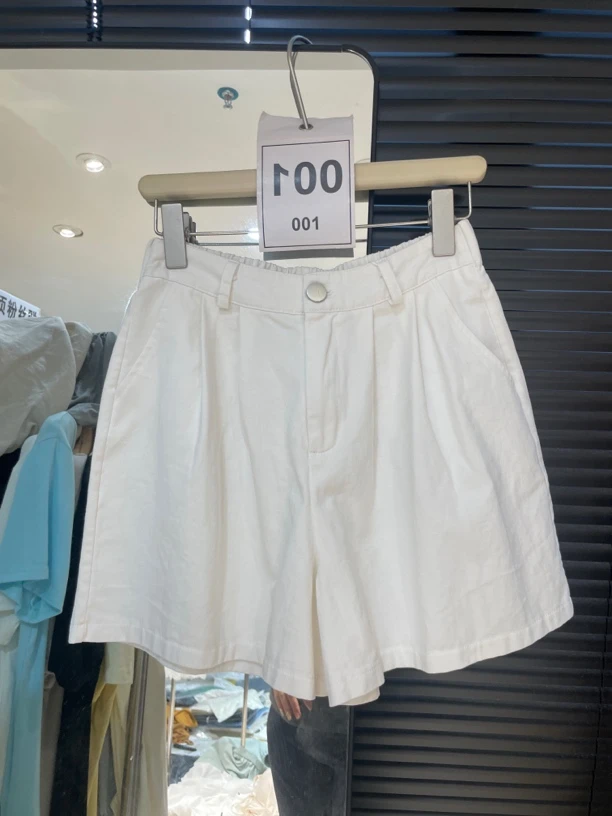 韩版水洗高腰休闲女夏季2024新款百搭宽松显瘦阔腿五分裤子