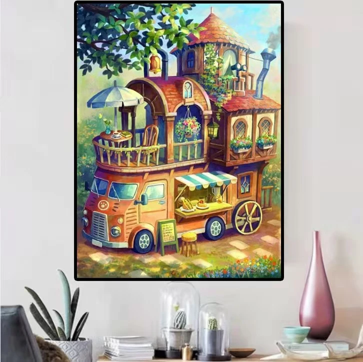 非成品十字绣套件:小餐车 大格四股棉线满绣56色65*80cm