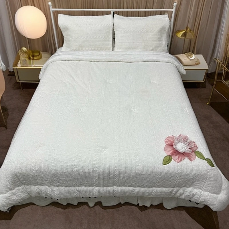 超柔提花绒短毛绒冬被 睡垫