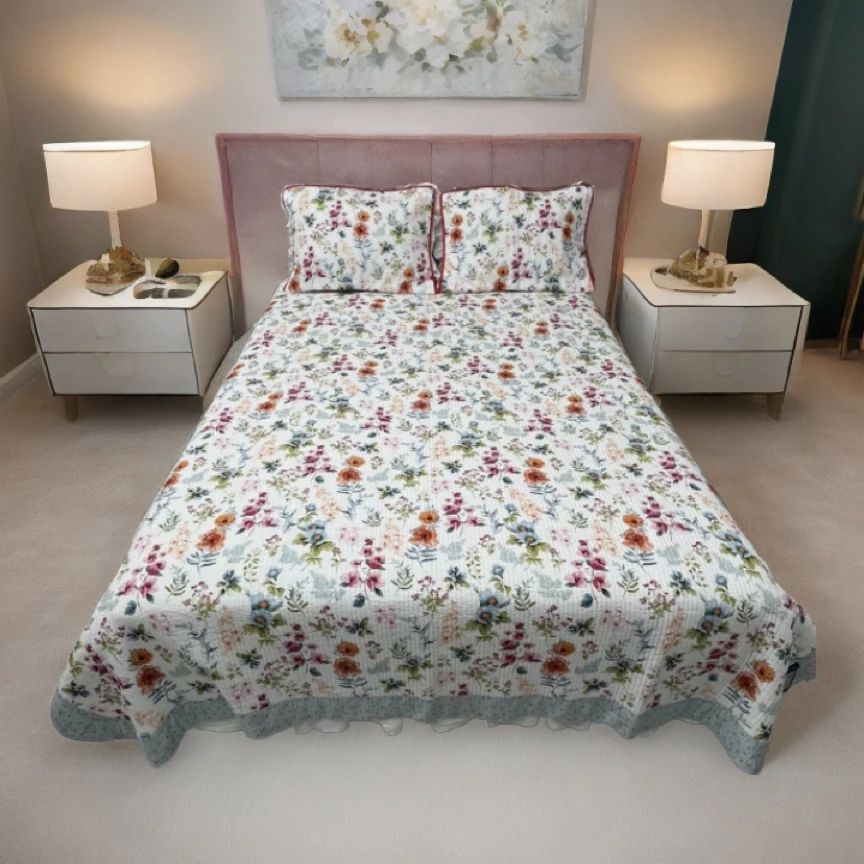韩式鲜花床盖三件套