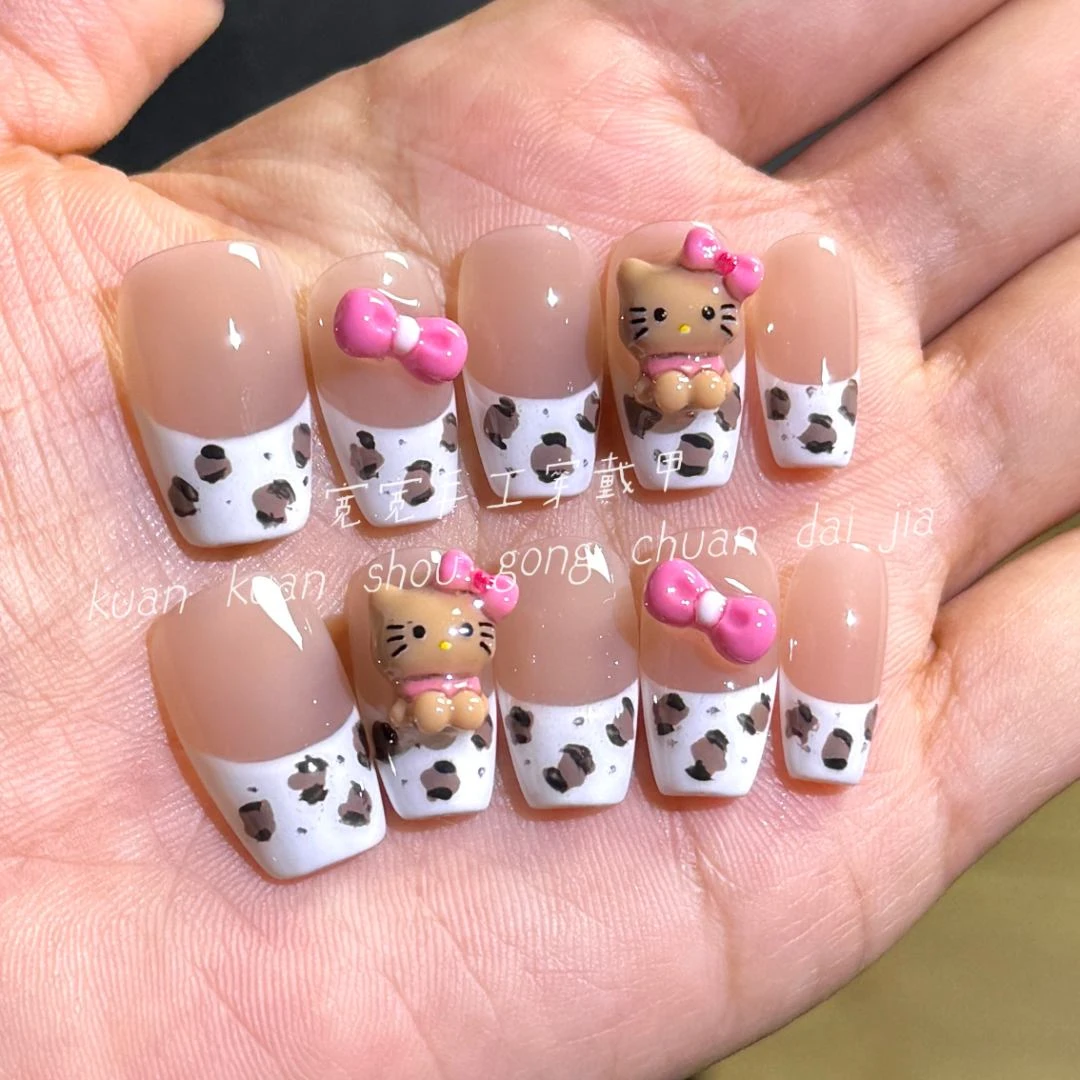 宽宽家『豹纹KT』豹纹 hellokitty凯蒂猫配饰甜酷可爱纯手工穿戴甲