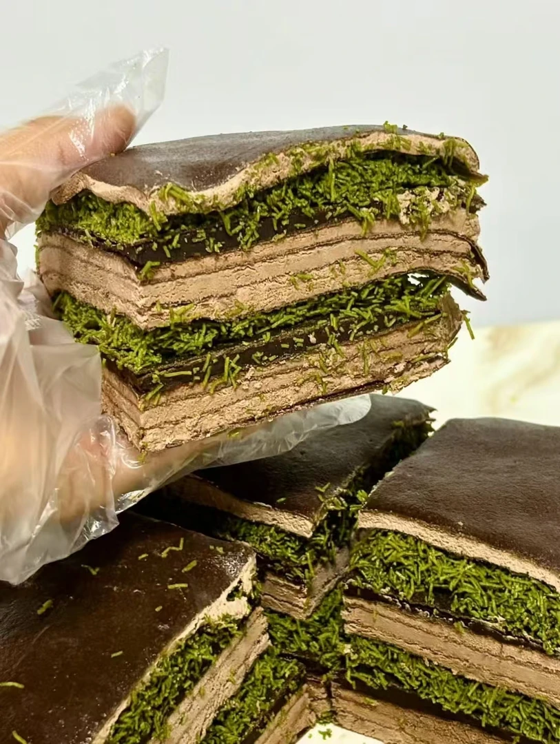 网红迪拜巧克力千层开心果味纯可可脂450克/盒顺丰冷链下午茶甜品