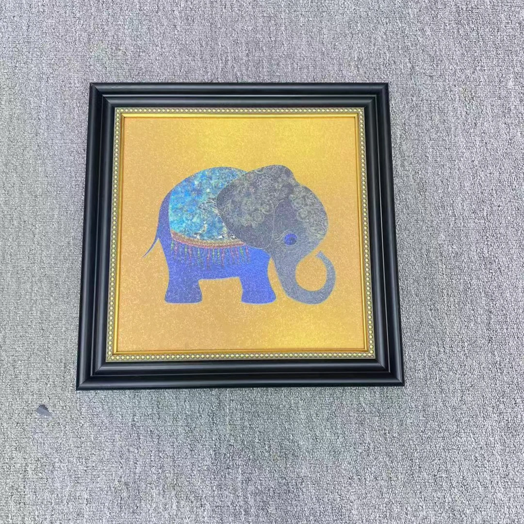 大象装饰画入户门正对墙美式玄关挂画客厅餐厅走廊过道油画4040