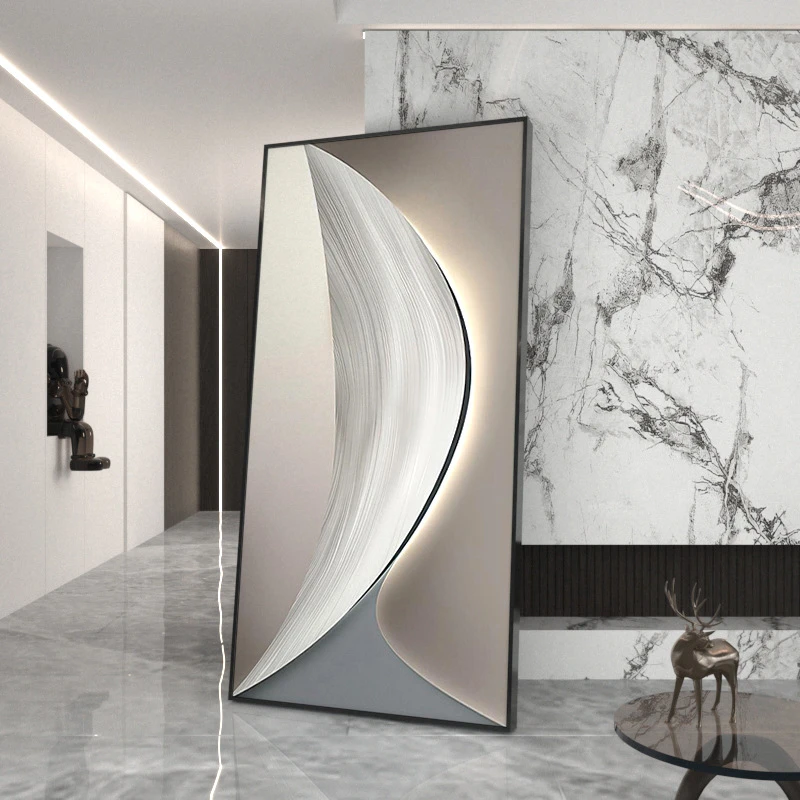 现代简约黑白灰入户玄关装饰画抽象纹理客厅过道壁画走廊尽头挂画