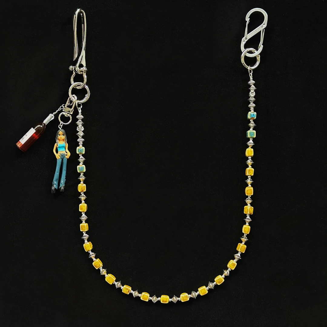 ironworks原创拼接裤链朋克插兜女孩红酒女孩 质感穿搭配饰包挂件