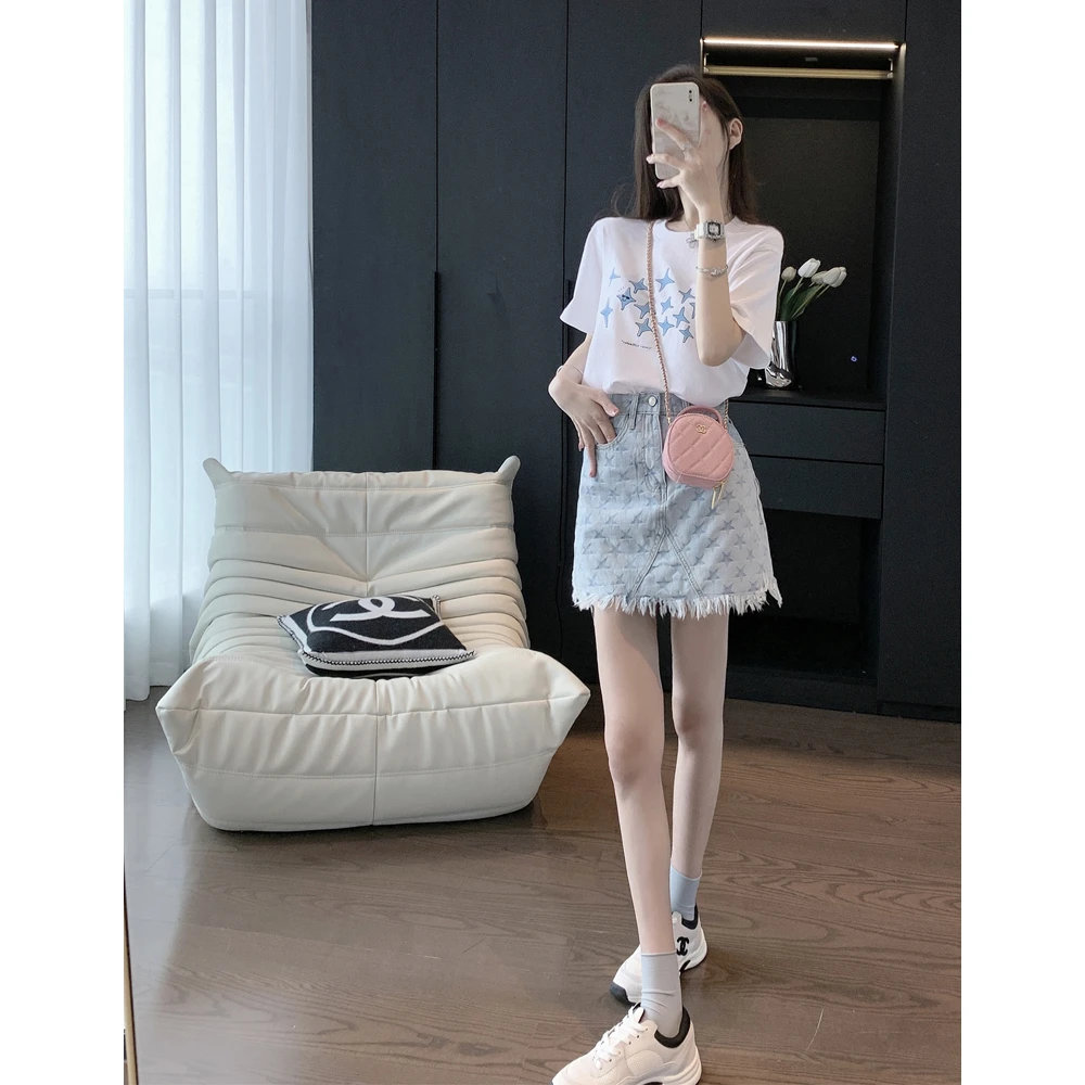 网红白色t恤女夏季甜美设计感小众气质显瘦小个子炸街减龄上衣ins