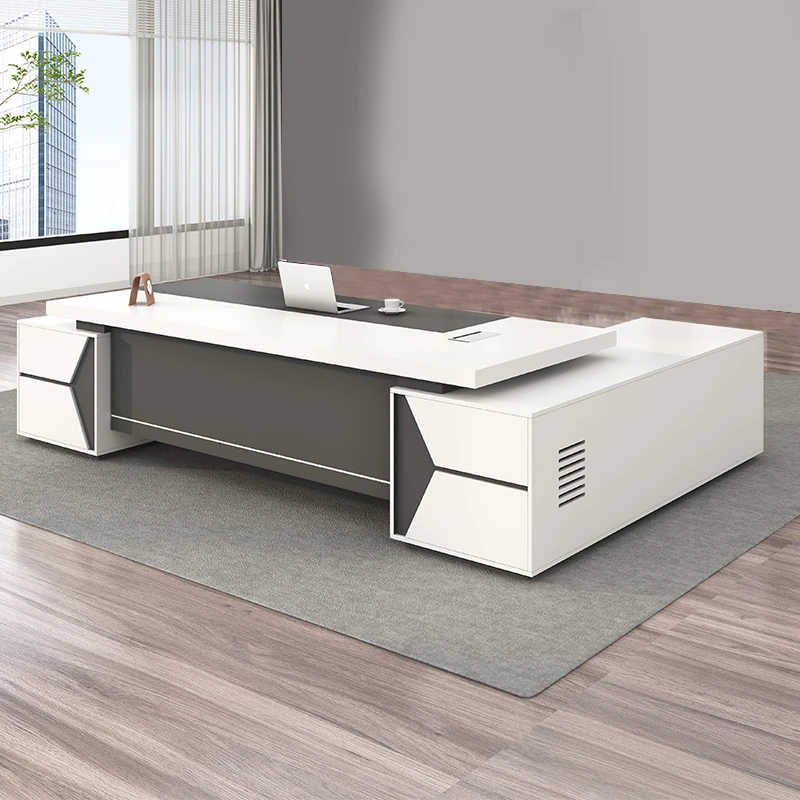 百客森老板办公桌简约现代经理桌董事长办公室家具双柜高档大班台