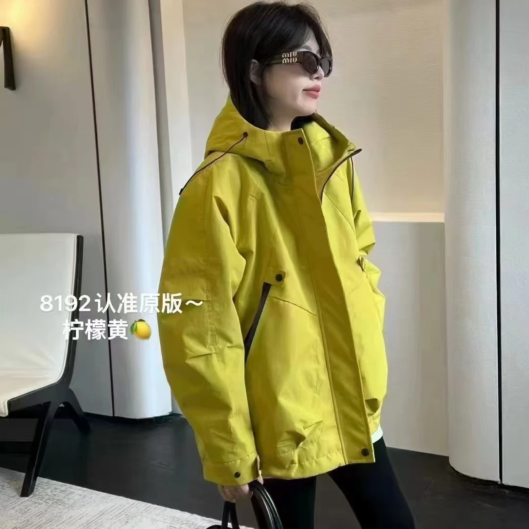 欧洲2024冬季欧货女装宽松版连帽羽绒服长袖拉链冲锋衣外套02