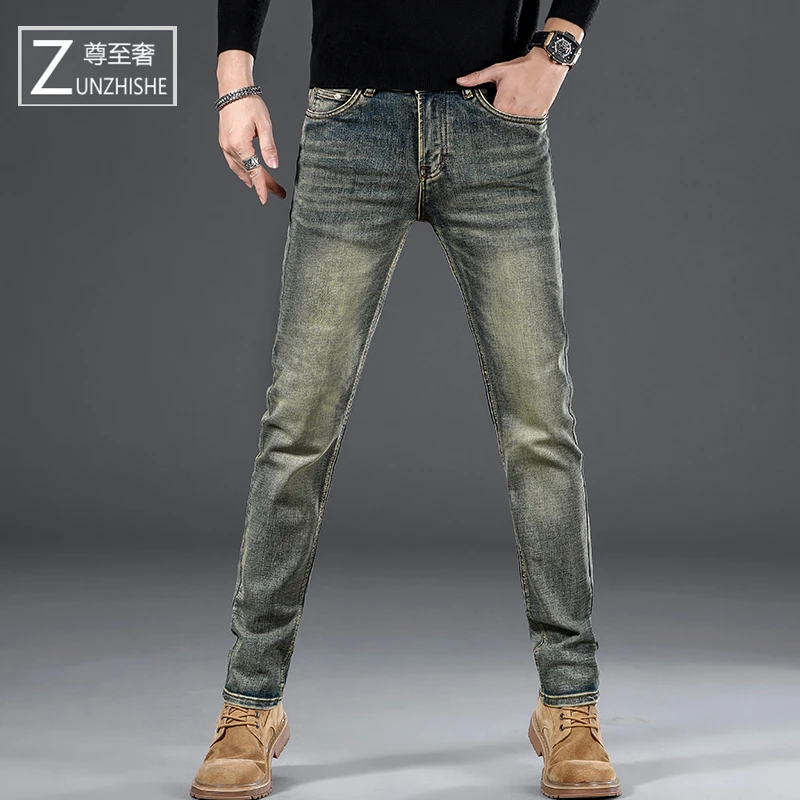 尊至奢【黄昏部落】复古怀旧牛仔裤男直筒潮流修身青年韩版休闲长裤