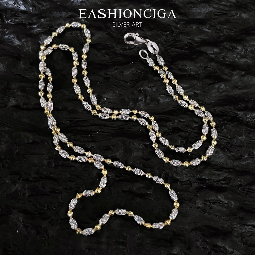 链子925银 双色女款百搭银链子美拉德项链精致轻奢小众秋冬毛衣链