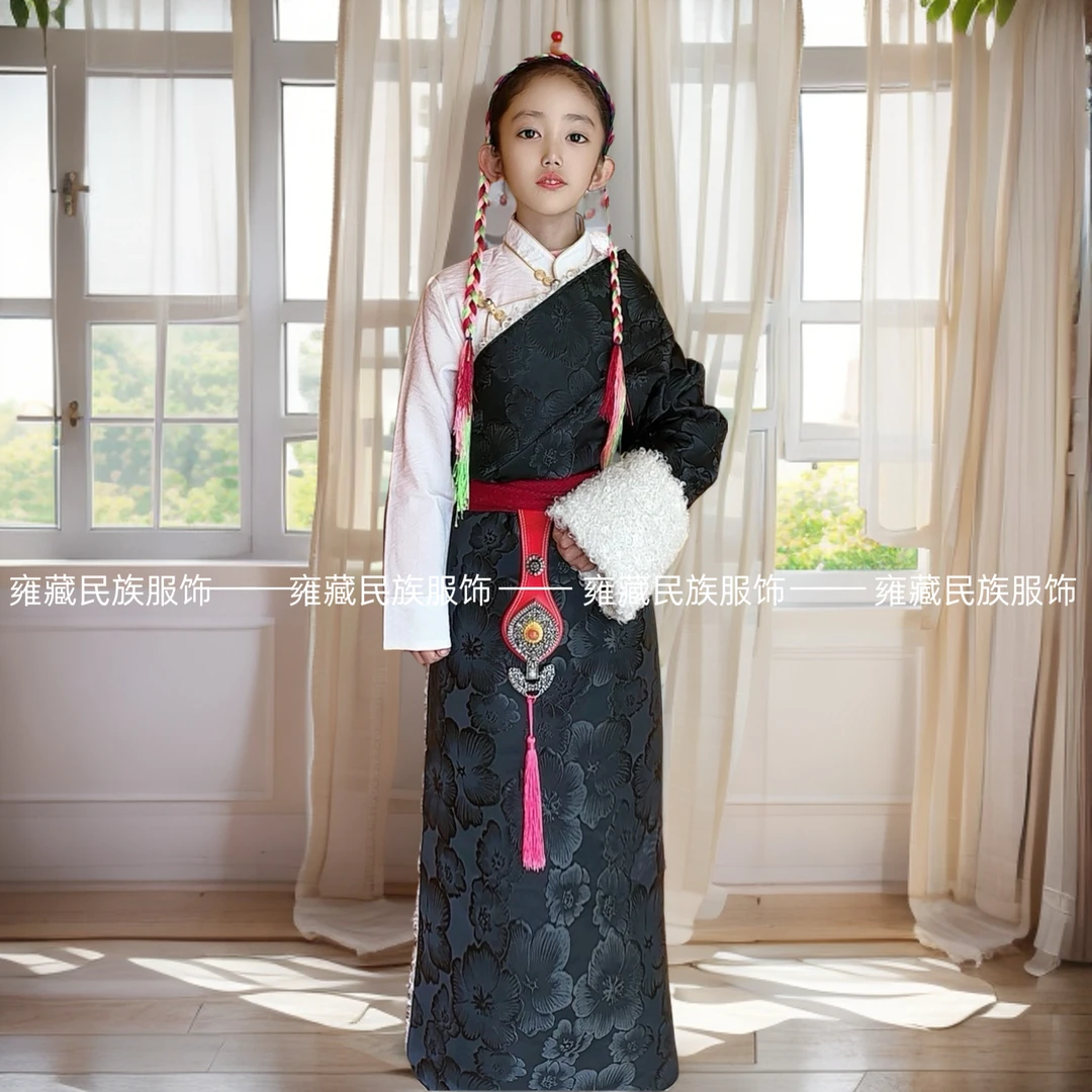西藏2024儿童新款爆款加绒藏服加厚女士藏装藏袍民族保暖藏族