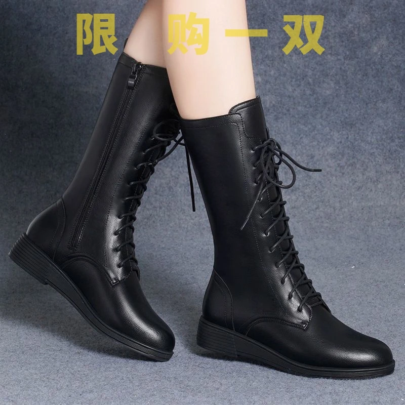 红蜻蜓牌【精品】真软皮短靴2021秋冬新款马丁靴女英伦风中筒靴yy
