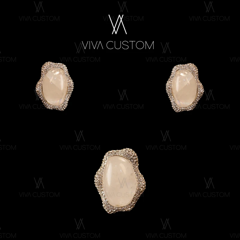 铜合金合成锆石耳饰 (小众设计系列)小众简约法式月光套装