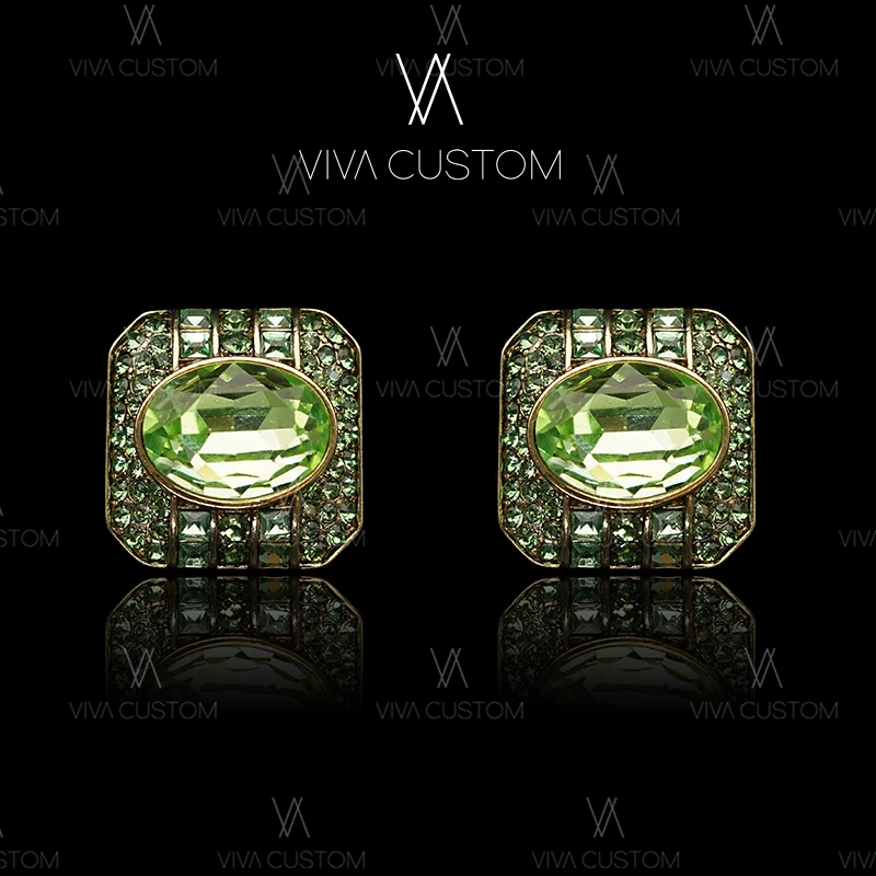 合金合成锆石耳饰 （HD系列）重工苍翠耳拍