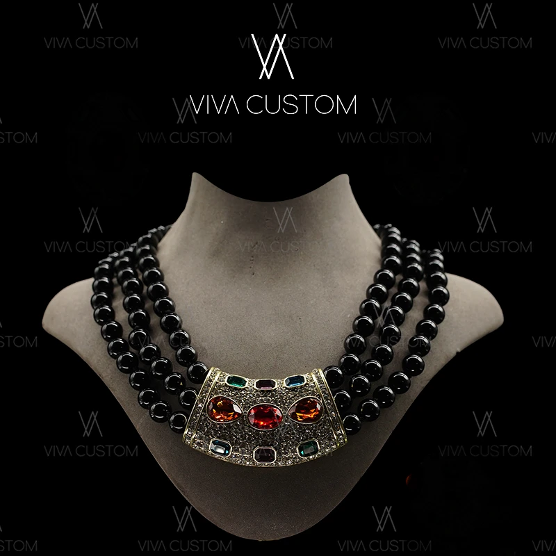 铜合金合成锆石项链 (HD系列)欧美炫彩项链