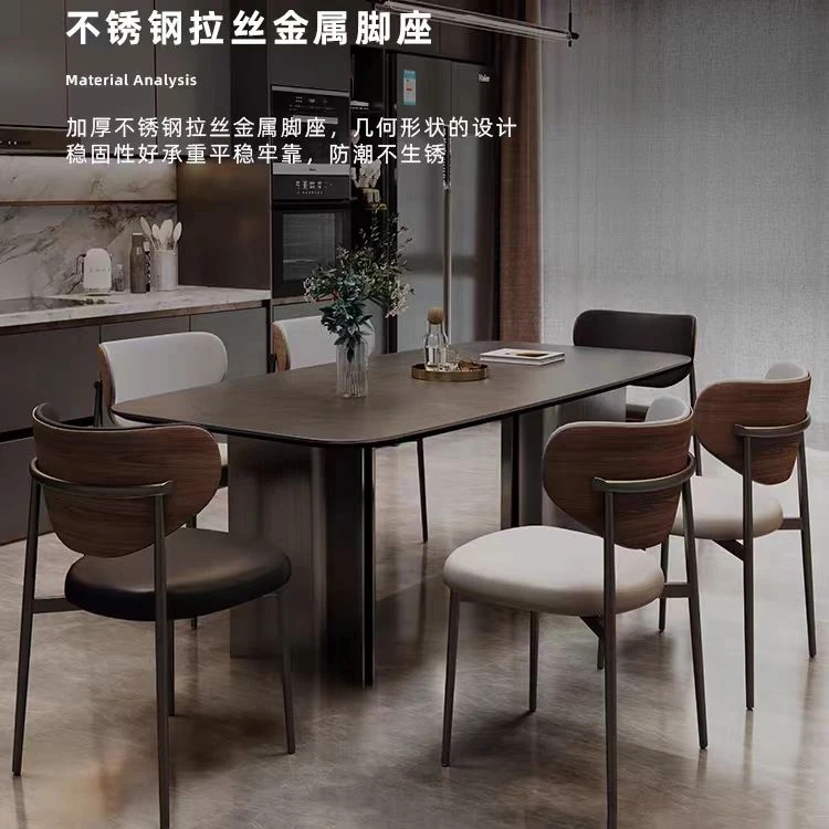 意式极简岩板餐桌家用小户型现代简约轻奢客厅黑色餐桌椅2024新款