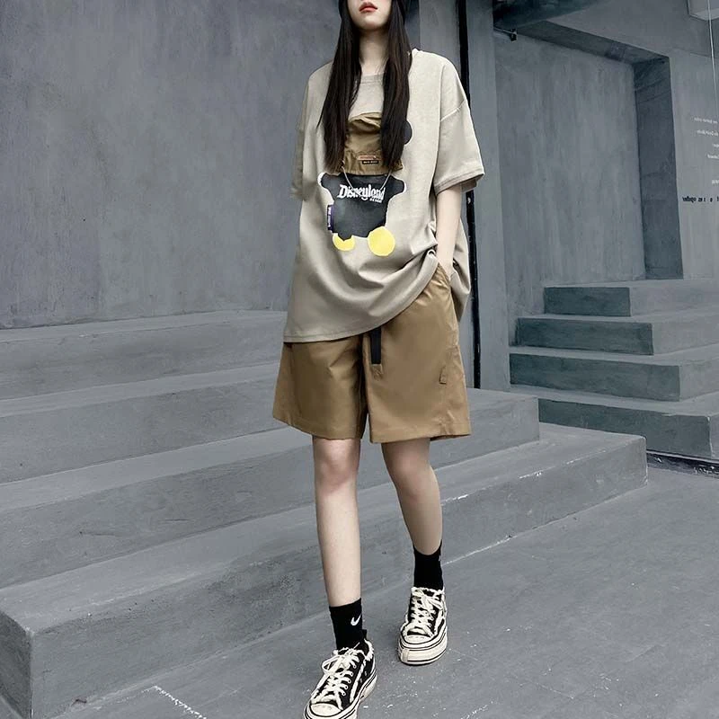 多福猫原创潮牌夏季小众设计感运动T恤短袖套装裤子短裤两件套