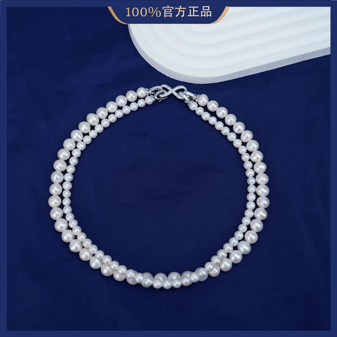 5-6mm/8-9mm心蕾A030 无核合金天然淡水珍珠多层毛衣链强光时尚