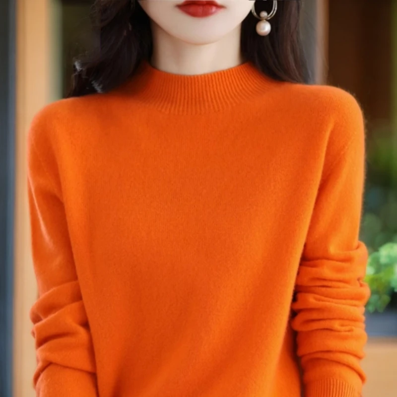 【现货】秋冬半高领毛衣女内搭套头打底衫修身显瘦百搭针织上衣