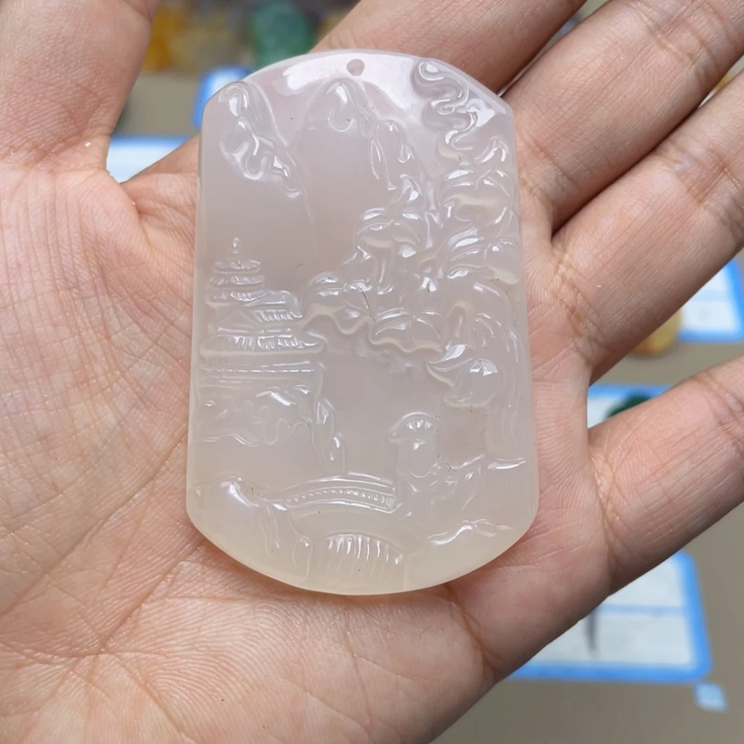 玛瑙/玉髓颈饰银S925镀金镶嵌啊*