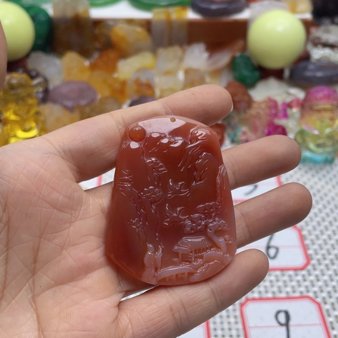 玛瑙/玉髓颈饰银S925镀金镶嵌握***沙