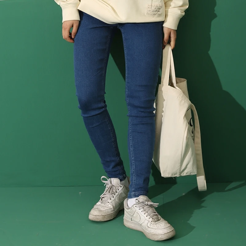 复古高腰修身显瘦牛仔裤女紧身打底长裤子新款早秋170225K18
